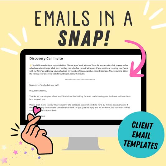Emails in a SNAP! Client Email Templates for VAs